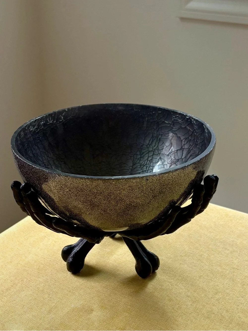 Skeleton Hands Round Metallic Bowl